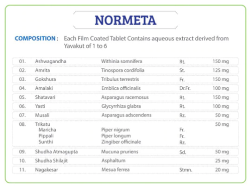 Normeta 20 tab Ayurchem Products (Аюрчем Нормета) фото 2